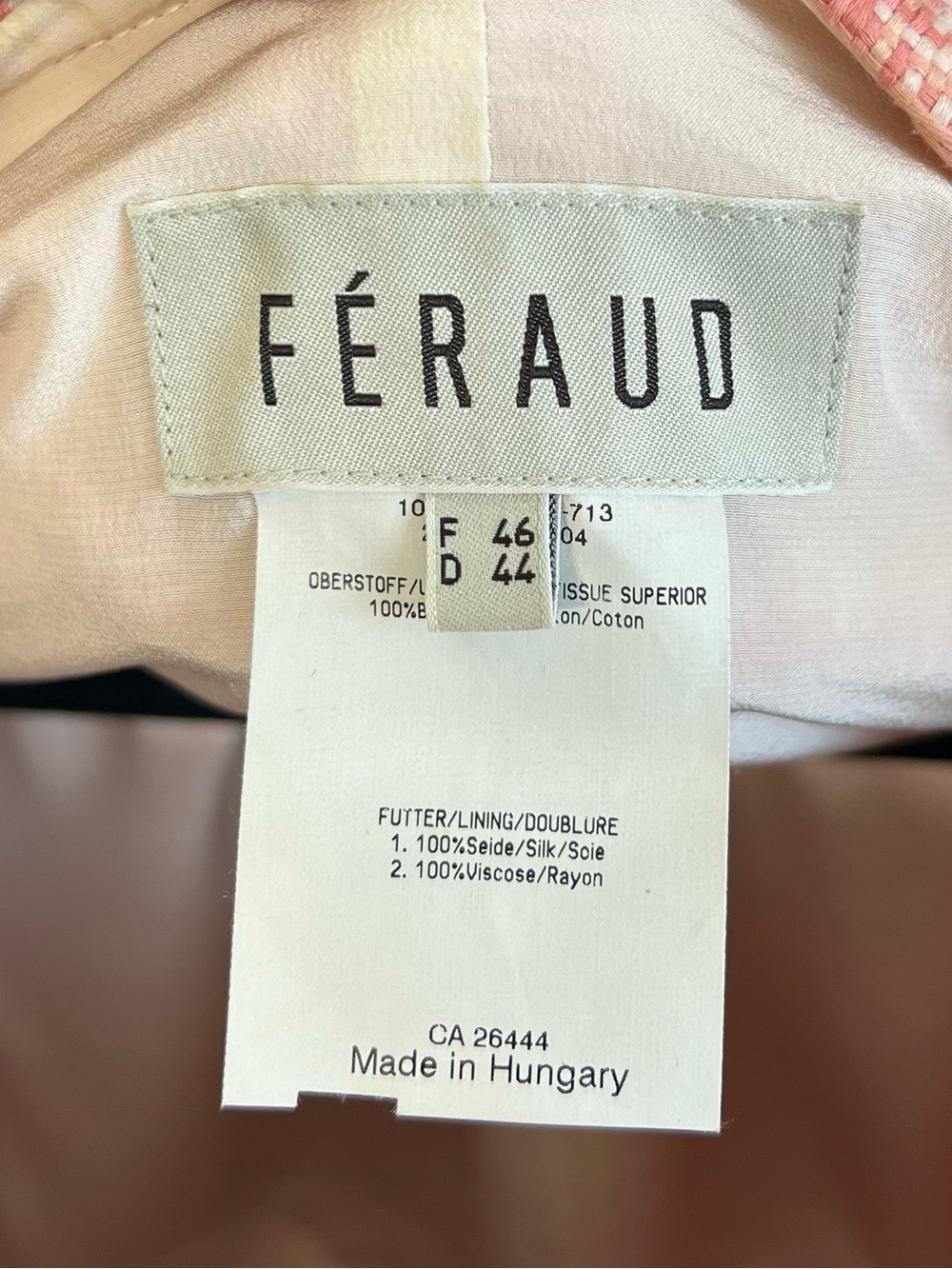 Louis Feraud Tweed Skirt Suit FR 46 US 14 XL Pink Coral Silk Lined 2 Piece - Picture 12 of 16